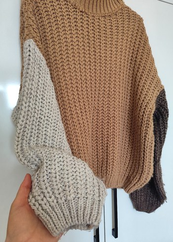 Bohem Tarzında Boğazlı Örgü Kadın Kazak - Görsel 2