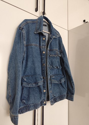 Düğmeli Kadın Mavi Denim Ceket - Görsel 2