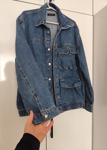 Düğmeli Kadın Mavi Denim Ceket - Görsel 4