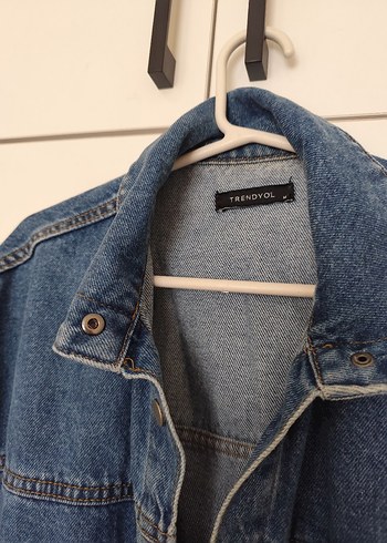 Düğmeli Kadın Mavi Denim Ceket - Görsel 5