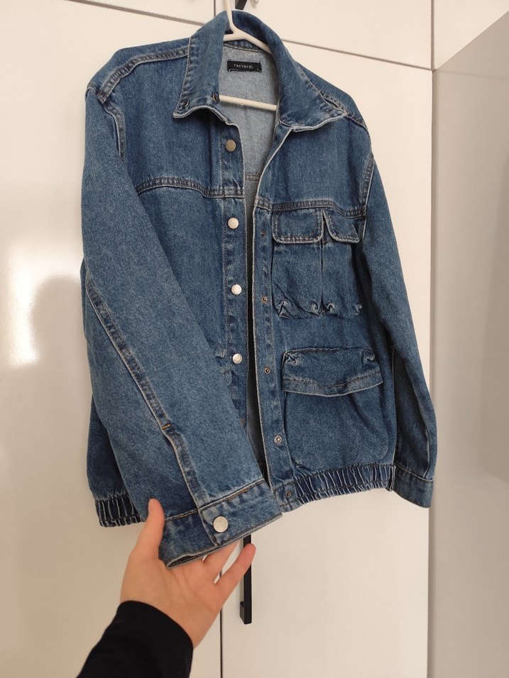 Düğmeli Kadın Mavi Denim Ceket - Görsel 4