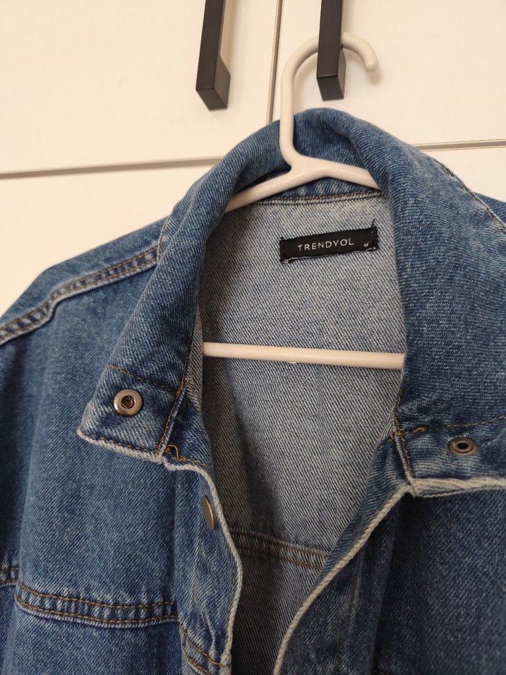 Düğmeli Kadın Mavi Denim Ceket - Görsel 5
