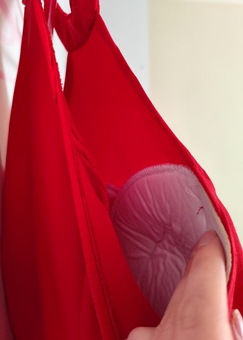 Kırmızı Uzun Drapeli Klasik Kadın Elbise - Görsel 4