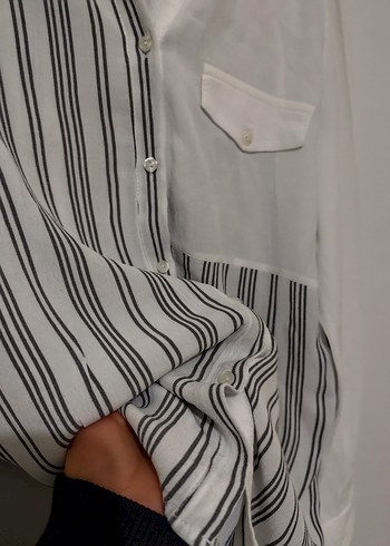 Çizgili Gömlek, Uzun Kollu, Bol Kesim - Görsel 3