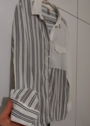 Çizgili Gömlek, Uzun Kollu, Bol Kesim - Görsel 2