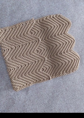 Bej Örgü Kadın Portföy Çanta makrome çanta - Görsel 2