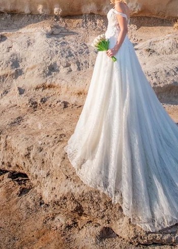 Bohem Straplez A Kesim Uzun Gelinlik - Görsel 4