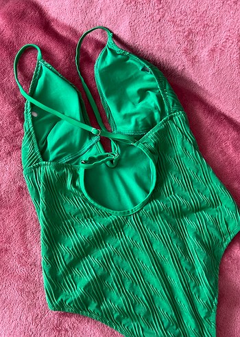 Kadın Parlak Yeşil Pilili Strappy Mayo-Body Bluz - Görsel 3