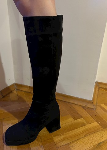 Siyah Süet Kadın Gotik Çizme - Görsel 6