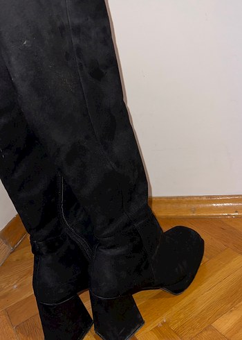 Siyah Süet Kadın Gotik Çizme - Görsel 5