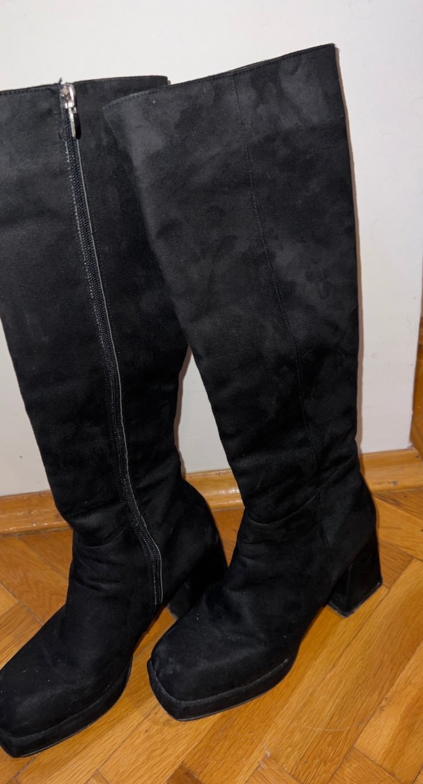 Siyah Süet Kadın Gotik Çizme - Görsel 2