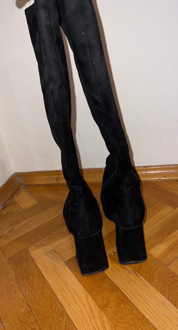 Siyah Süet Kadın Gotik Çizme - Görsel 4