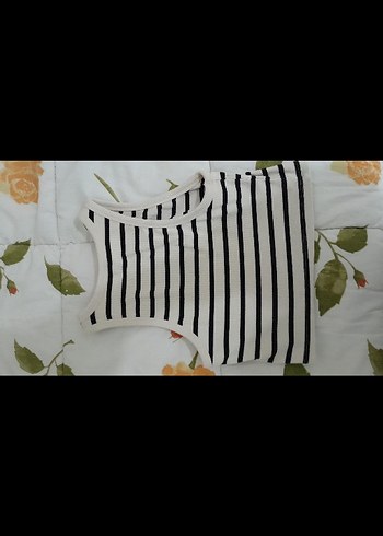 h&m çizgili crop - Görsel 2