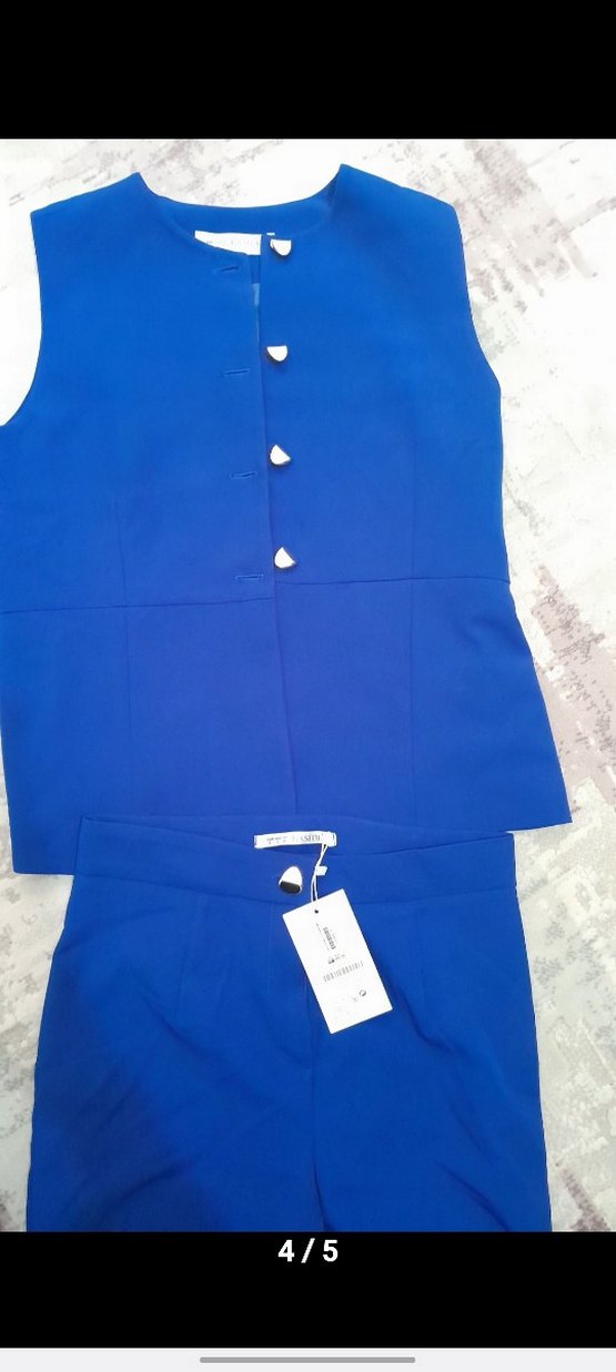 Düğmeli Mavi Kadın Yelek - Görsel 4