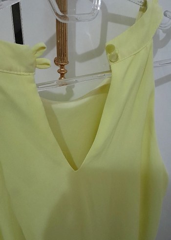 atmosphere sarı katlı elbise - Görsel 3