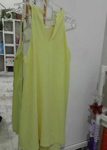 atmosphere sarı katlı elbise - Görsel 4