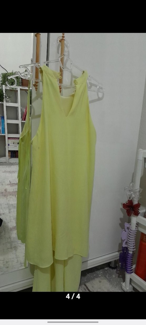 atmosphere sarı katlı elbise - Görsel 4