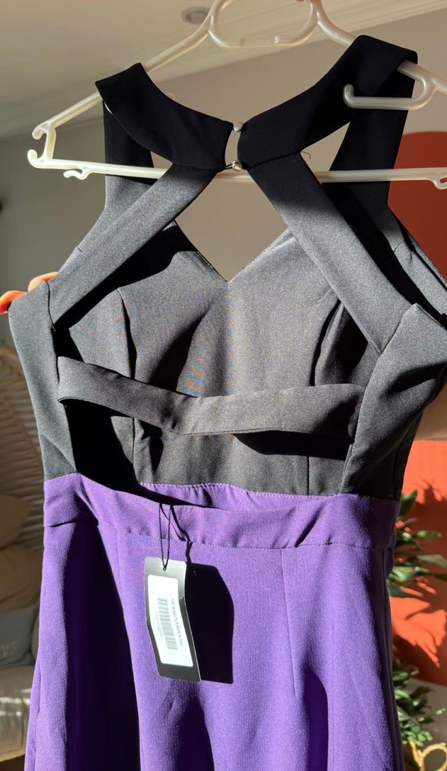 Siyah&mor renkte S beden uzun elbise - Görsel 5