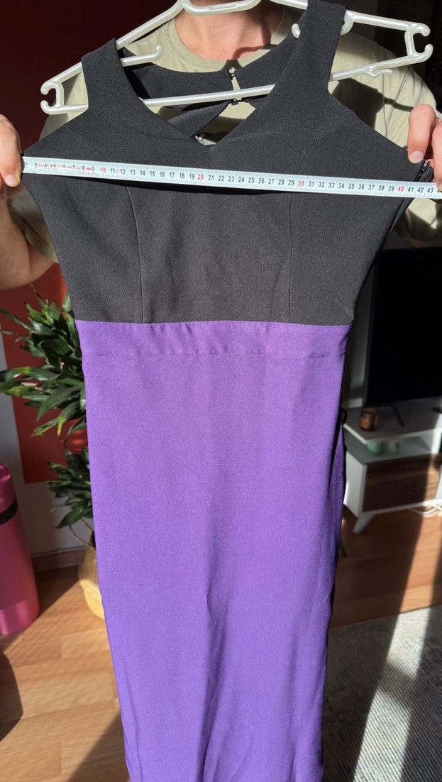 Siyah&mor renkte S beden uzun elbise - Görsel 4