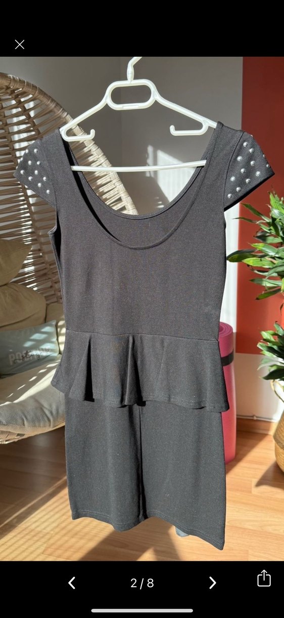 Stradivarius S beden siyah penye elbise - Görsel 2