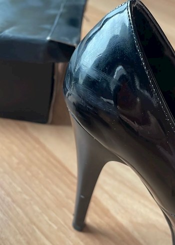Bambi-36 numara siyah rugan topuklu - Görsel 5