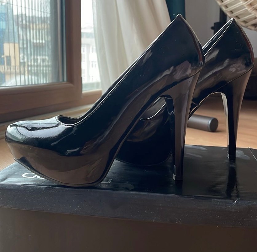 Bambi-36 numara siyah rugan topuklu - Görsel 2