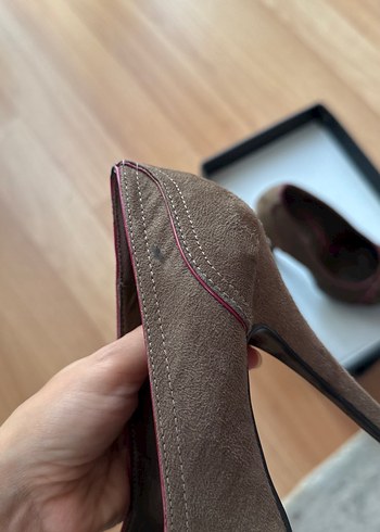 Kahverengi Süet Tokalı 36 Numara Topuklu Ayakkabı - Görsel 4