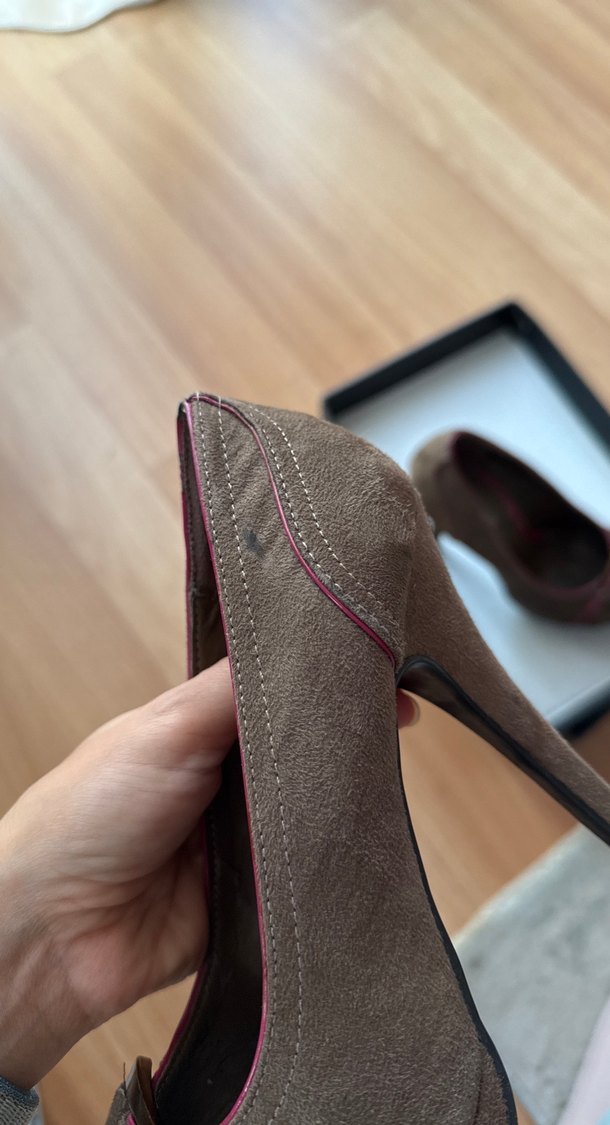 Kahverengi Süet Tokalı 36 Numara Topuklu Ayakkabı - Görsel 4