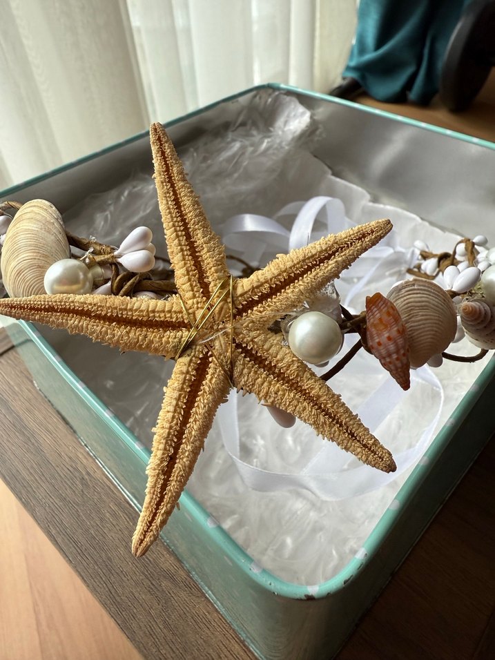 Deniz yıldızlı ve deniz kabuklu taç - Görsel 5