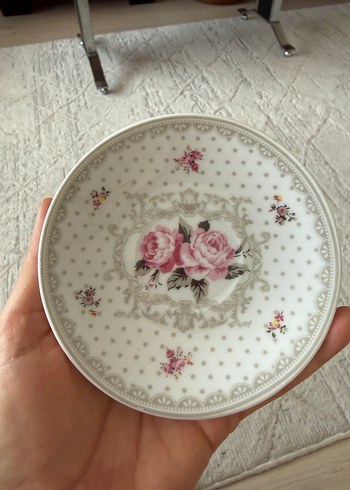 Pembe Çiçek Desenli 2'li Kahve Fincanı Seti - Görsel 3