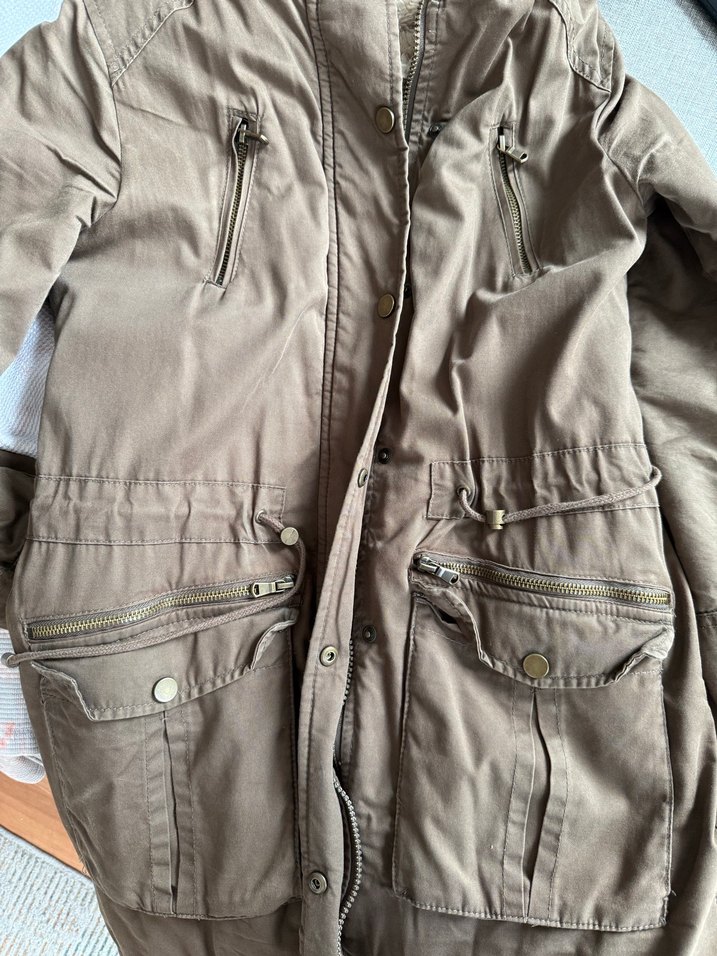 Kahverengi Suni Kürklü Şapkalı Kadın Mont - Görsel 5