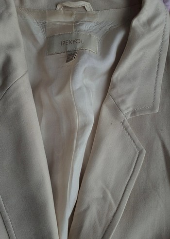 Bej Kadın Düğmeli Ofis Blazer Ceket - Görsel 2