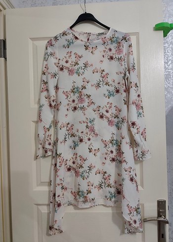 2 li takım Uzun Kollu Pembe+beyaz Çiçekli  Tunik - Görsel 4