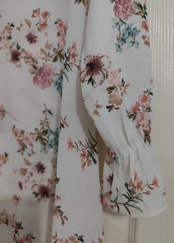 2 li takım Uzun Kollu Pembe+beyaz Çiçekli  Tunik - Görsel 6