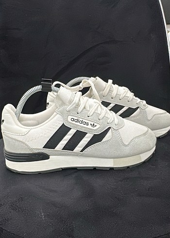 Adidas Erkek Gri Çizgili Beyaz Spor Ayakkabı - Görsel 6