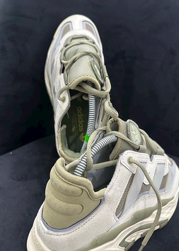 Erkek Gri Beyaz Bağcıklı Spor Ayakkabı Adidas Orjinal - Görsel 4