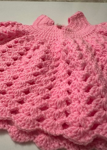 Kız Çocuk Pembe Örgü Bohem elbise - Görsel 2