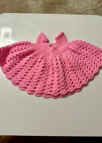 Kız Çocuk Pembe Örgü Bohem elbise - Görsel 3