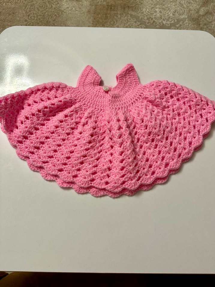 Kız Çocuk Pembe Örgü Bohem elbise - Görsel 3