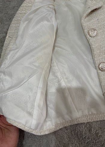 Bej Kadın, Normal Boy, Pamuk, Twit kostüm blazer ve şort etek - Görsel 9