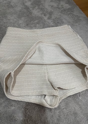 Bej Kadın, Normal Boy, Pamuk, Twit kostüm blazer ve şort etek - Görsel 4