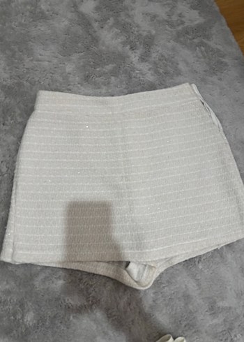 Bej Kadın, Normal Boy, Pamuk, Twit kostüm blazer ve şort etek - Görsel 3