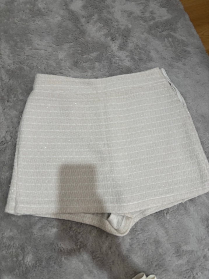 Bej Kadın, Normal Boy, Pamuk, Twit kostüm blazer ve şort etek - Görsel 3