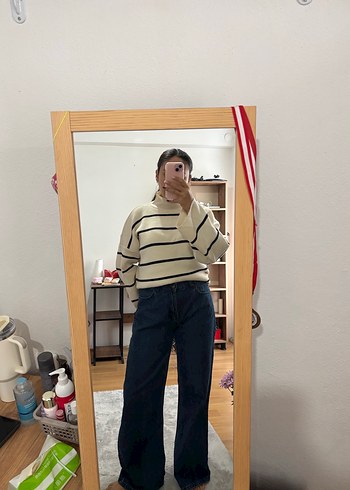 Koyu Mavi Rahat Kesim Kadın Kot Pantolon - Görsel 2