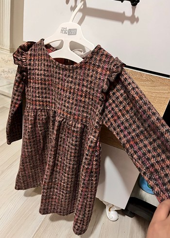 Zara Kız Çocuk Kahverengi Uzun Kollu Elbise - Görsel 3