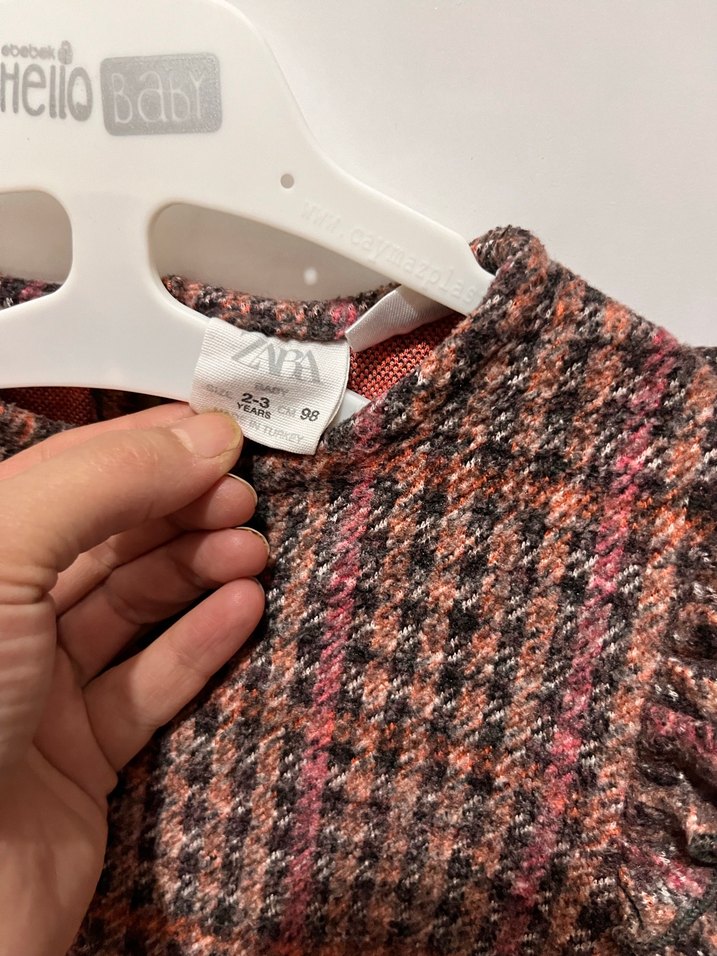 Zara Kız Çocuk Kahverengi Uzun Kollu Elbise - Görsel 4