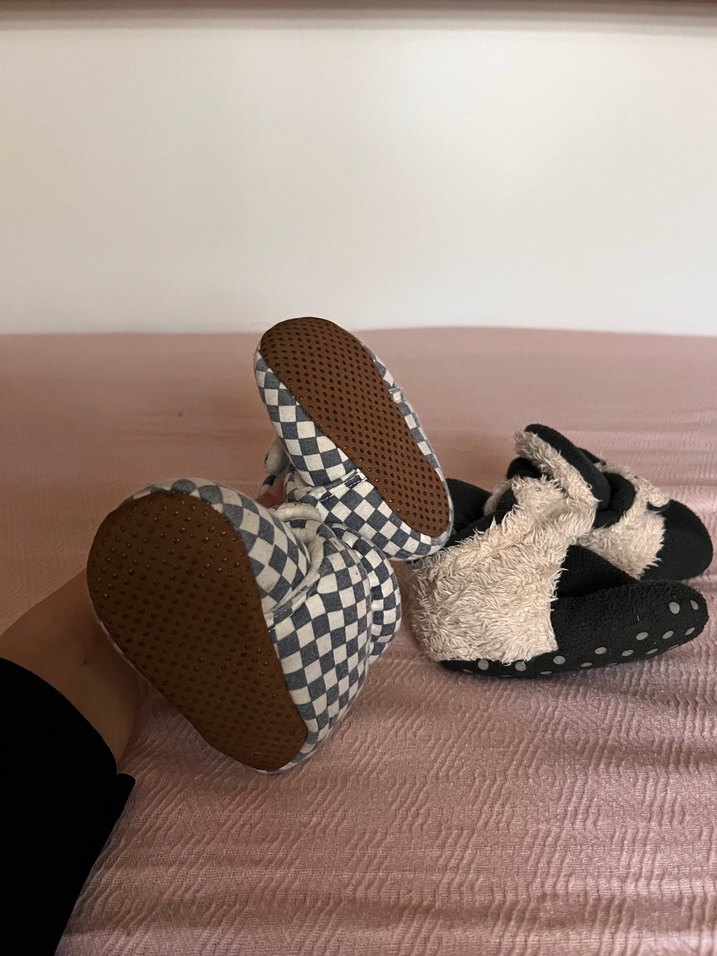 Ekose Desenli Kürklü  Ev botu panduf - Görsel 3