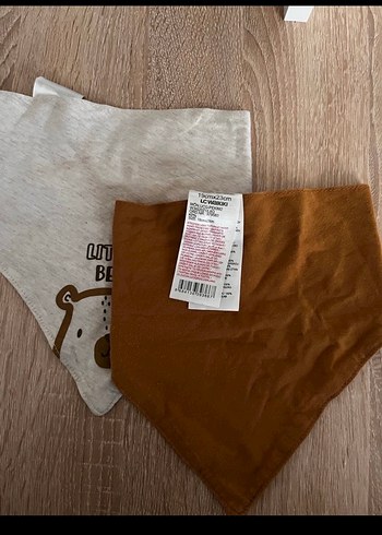 Baskılı Kahverengi ve Gri Bebek Önlüğü Seti - Görsel 2