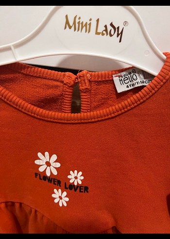 Kız Çocuk Turuncu Uzun Kollu Fırfırlı Elbise - Görsel 3