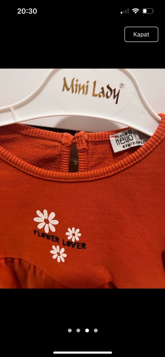 Kız Çocuk Turuncu Uzun Kollu Fırfırlı Elbise - Görsel 3